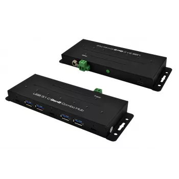 EXSYS EX-1247HMVS 7-pordiline USB 3.2 Gen 2 tööstuslik jaotur DIN-liistu kinnitusega