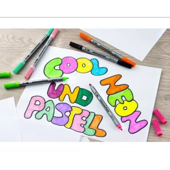 Faber-Castell Eberhard Faber COLORI kaheotsalised viltpliiatsid, 20 erinevat värvi, 2,0 mm ja 3,0–4,0 mm, pappkarp 550020
