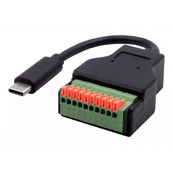 EXSYS EX-49125 USB-C isane 10-kontaktilise klemmliistu adapterkaabel koos surunupuga, 15 cm, USB 3.2 Gen 1