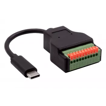EXSYS EX-49125 USB-C isane 10-kontaktilise klemmliistu adapterkaabel koos surunupuga, 15 cm, USB 3.2 Gen 1