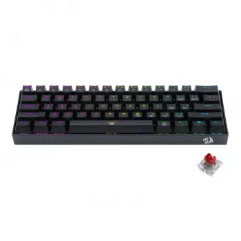 Redragon Dragonborn K630RGB juhtmega mehaaniline mänguklaviatuur, 67-klahviline 65% paigutus, RGB taustvalgustus, kuumvahetatavad punased lülitid, must