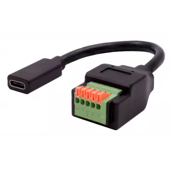 EXSYS EX-49122 USB-C emane 5-pin klemmploki adapter koos surunupuga, USB 2.0, 15 cm