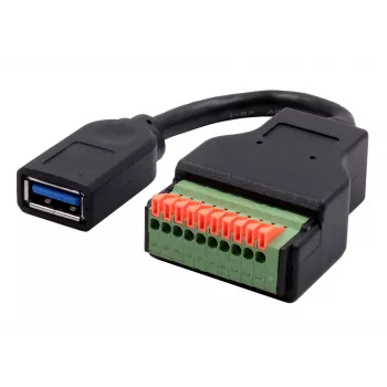 EXSYS EX-49126 USB-A emane 10-kontaktilise klemmliistu adapterkaabel koos surunupuga, USB 3.2 Gen 1, 15 cm