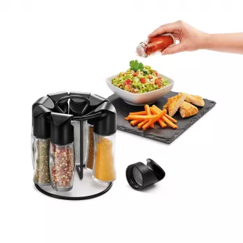 Metaltex Spice 8 pöörlev vürtsiriiul, ümmargune, must, 8 tühja klaaspurgiga 252876080