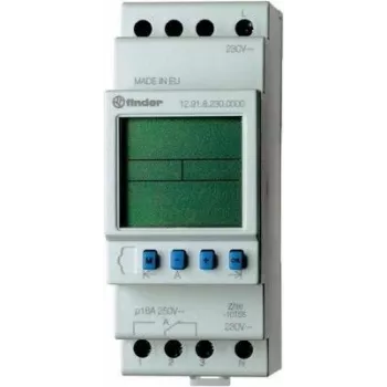 Finder 12.91.8.230.0000 digitaalne taimer, DIN-liinile, 1 ümberlülituskontakt, 16 A, 230 V AC, päevaprogramm