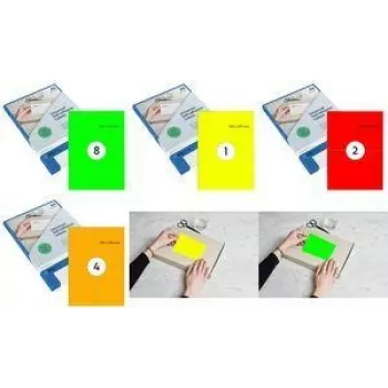 RILLPRINT fluorestseeruvad kleebised 70 x 37 mm kollased isekleepuvad tindiprinteritele, laser- ja värvilaserprinteritele 2400 kleebist (B84112)