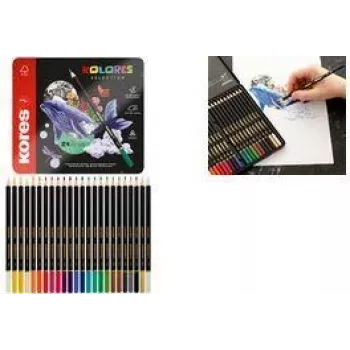 Kores KOLORES SELECTION kolmnurksed värvilised pliiatsid, 24 erinevat värvi, pärnast puu, täielikult liimitud südamik, murdumiskindel, ergonoomiline BB93325