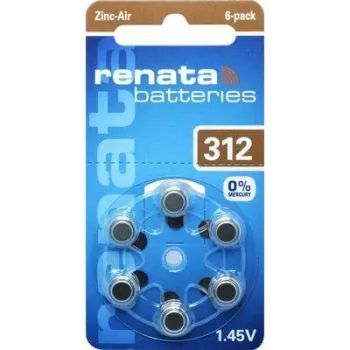 Renata ZA312 tsink-õhk kuuldeaparaadi aku PR41 165 mAh 1,4 V 6-pakk ZA312.DP6 0HG