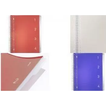 KANGARO College Block 4-in-1, DIN A4, 100 lehte, joonitud, sinine PP kaan, 4 ümberpaigutatava vahelehega K-58381