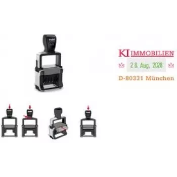 Trodat Professional 4.0 5430 isetintiv kuupäevatempel koos kohandatud tekstplaadi vautšeriga, 3 rida, 49x28 mm, must 121362