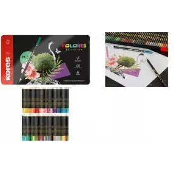 Kores KOLORES SELECTION kolmnurksed värvilised pliiatsid, 72-osaline komplekt pärnapuidust karbis BB93372