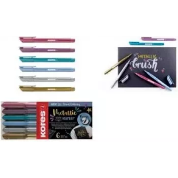 Kores Fasermaler Brush Tip Marker Metallic Style Brushpen Metallic värvides, pintselots, ideaalne kunsti ja käsitöö jaoks - 1 tk (M21461)
