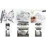 PentelArts Permanent Fineliner Pointliner 8-osaline komplekt, must, 0,03 mm kuni 0,8 mm + pintsel YS20P-8