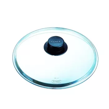PYREX Classic klaasist kaas 26 cm, borosilikaatklaas, must käepide, ahju- ja nõudepesumasinakindel