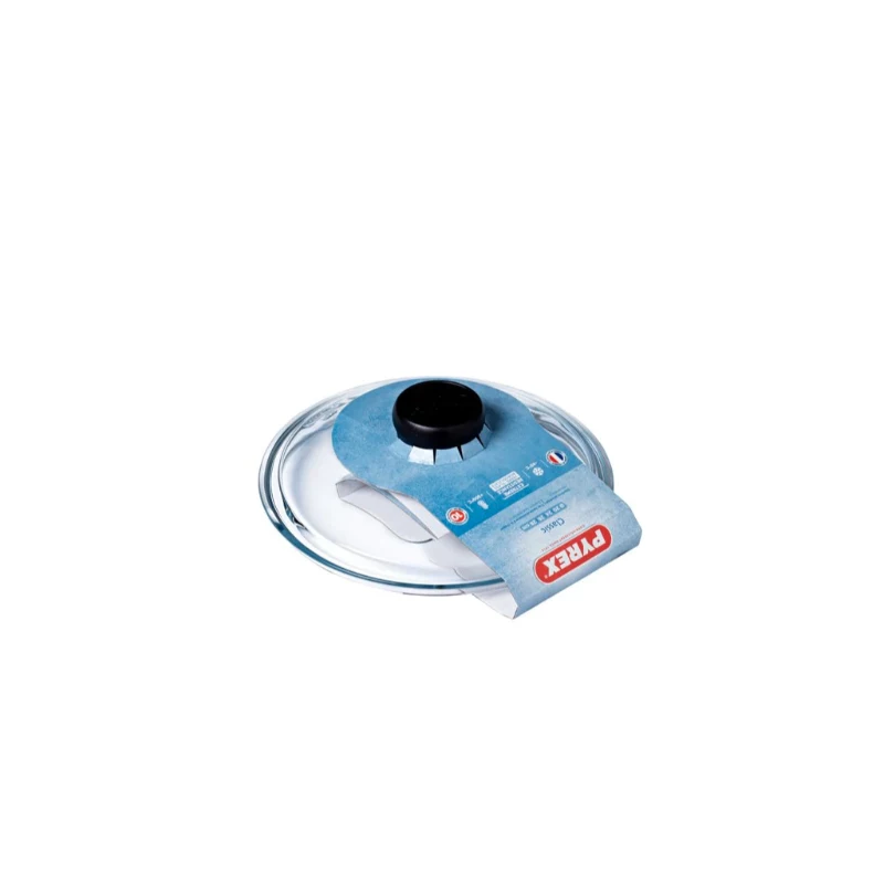 PYREX Classic klaasist kaas 26 cm, borosilikaatklaas, must käepide, ahju- ja nõudepesumasinakindel