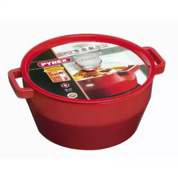 PYREX malmist pott 6,8L ümmargune 28cm punane