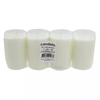 CANDELA Õliküünlad hauaplatsile, 4 tk komplekt, põlemisaeg ~60h, valge