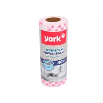 YORK köögirätikud rullis 40 tk, 2-kihilised, 100% puhas tselluloos, valge, ülisuure imavusega, 50 lehte rullis
