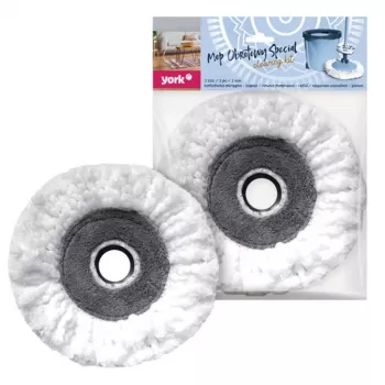 YORK Asendatav mopipea Vileda Easy Wring & Clean Turbo jaoks – mikrokiud, kolmnurkne, valge punaste aktsentidega