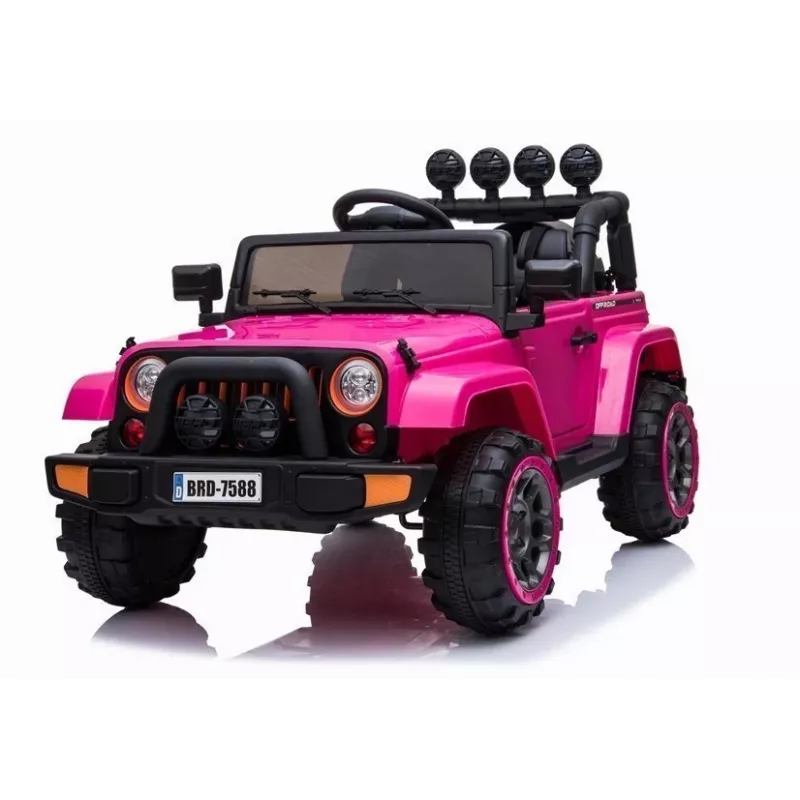LEAN CARS BRD-7588 roosa 12V elektriline mänguauto Jeep lastele LED-tulede, MP3, kaugjuhtimispuldi ja 4x4-ga