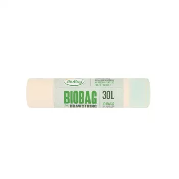 BioBag komposteeruvad tõmmitsaga prügikotid 30L, 10 tk rullis, 50x60 cm, roheline