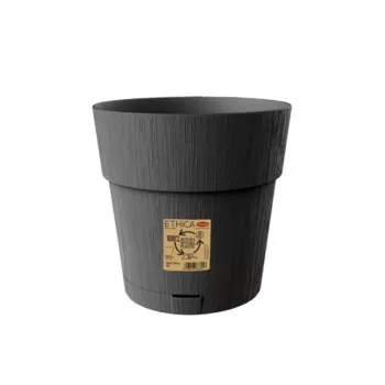 STEFANPLAST Ethica ümmargune lillepott alusega, 25 cm, hall, taaskasutatud plast