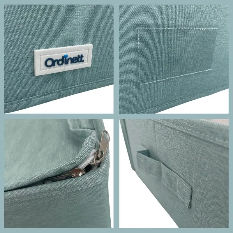 ORDINETT ristkülikukujuline tõmblukuga hoiukarp 42x32x14 cm mündiroheline