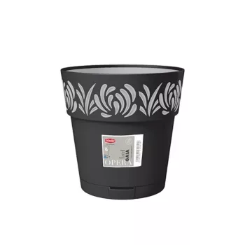 STEFANPLAST Gaia lillepott koos alusega Ø25x25cm must