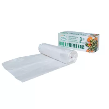 BioBag 6L komposteeruvad toidukilekotid sügavkülma, 20 perforatsiooniga kotti rullis, 24 x 50 cm, 18 mikronit, läbipaistev