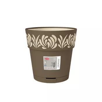 STEFANPLAST Gaia ümmargune lillepott koos alusega, pruun, Ø25 x 25 cm