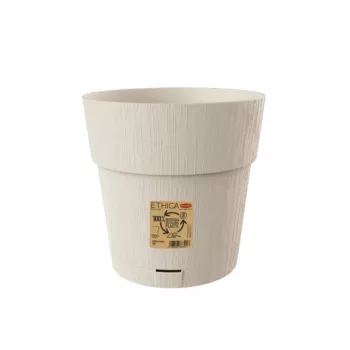 STEFANPLAST Ethica ümmargune lillepott koos alusega, valge, 25 cm läbimõõt, 25 cm kõrgus, 12,3 L, UV- ja külmakindel polüpropüleen, sise-/väliskasutuseks