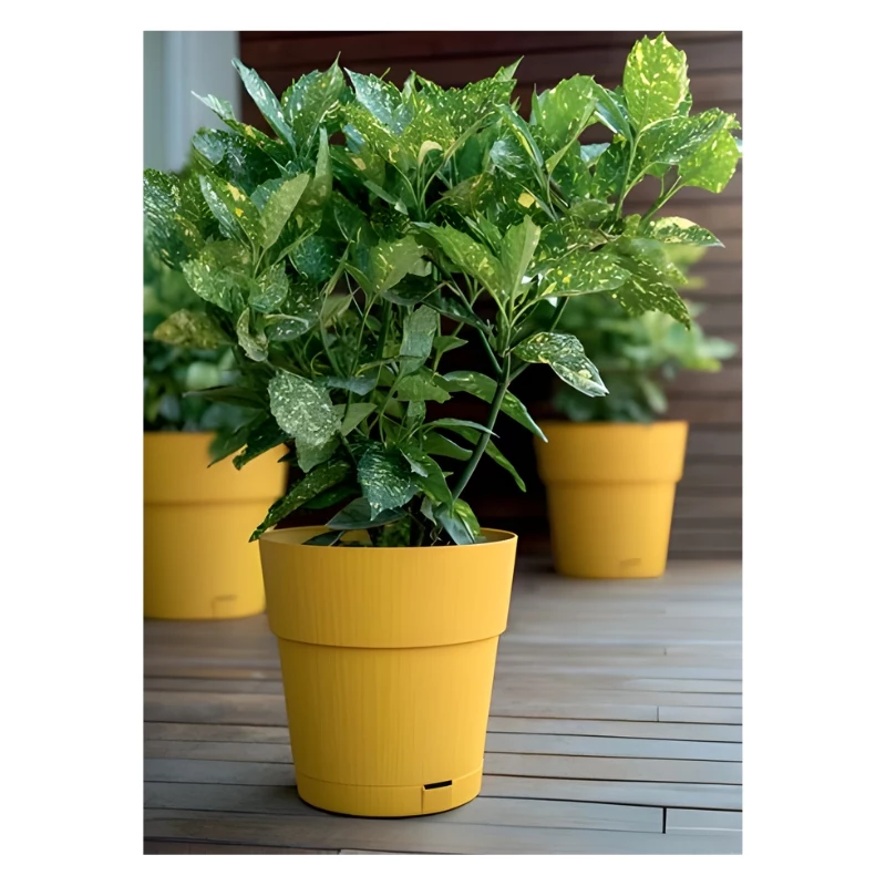 STEFANPLAST Ethica lillepott koos alusega Ø40x39cm sinepikollane