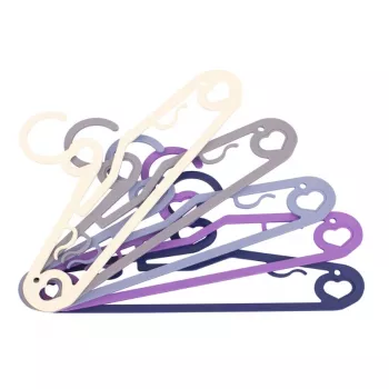 ORDINETT Cupid plastikust riidepuud 5-pakk, erinevad värvid, 42 x 21 cm, õhuke koos pükstetangiga