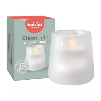 BOLSIUS Clean Light lõhnastatud klaasküünal Ø95x85mm lõhnatu
