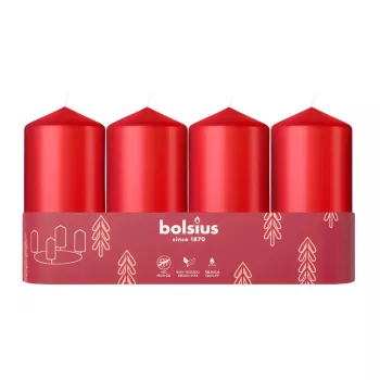 BOLSIUS küünal silinder 4 tk Ø100x48 mm punane