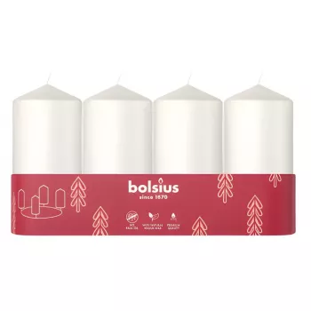 BOLSIUS küünal silinder 4 tk. Ø100x48mm valge