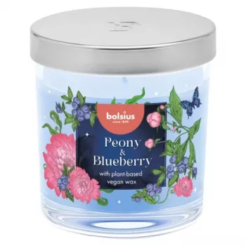 Bolsius Aromatic klaasist lõhnaküünal Floral Fusion Peony & Blueberry Ø80x72mm