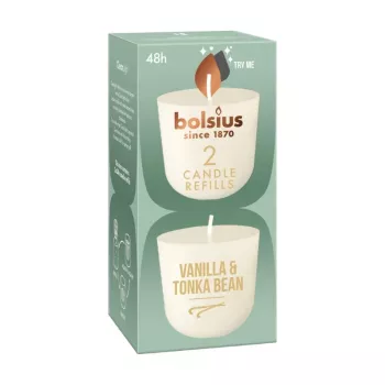 BOLSIUS Clean Light täitekyünlad 2 tk. vanill ja tonkauba