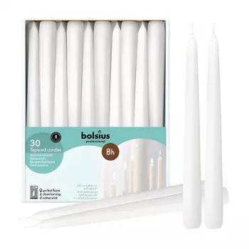 BOLSIUS Professionaalsed lauaküünlad valged 250/24mm 30-pakk