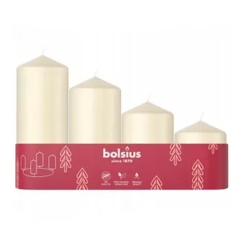BOLSIUS küünlasilindrite komplekt 4 tk, kreemjas, Ø120/100/80/60 x 48 mm, LED soe valge vilkuv, patareitoitel