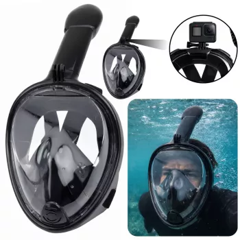 LEAN TOYS täisnäoga snorgeldamise ja sukeldumise mask koos uduvastase süsteemiga must L/XL