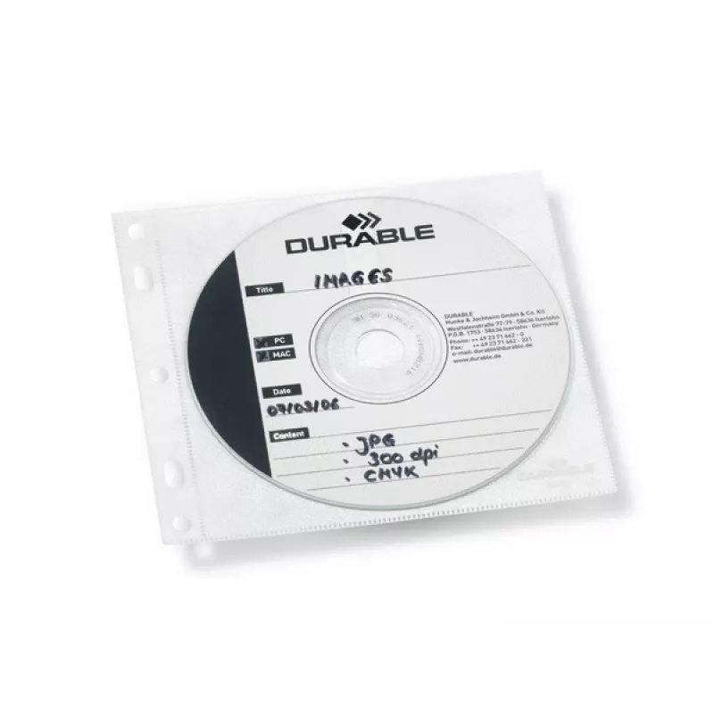 DURABLE 1er CD-/DVD-ümbrised Cover FILE, perforeeritav, läbipaistev, 10 tk