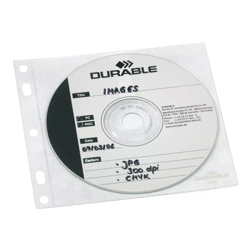 DURABLE 1er CD-/DVD-ümbrised Cover FILE, perforeeritav, läbipaistev, 10 tk