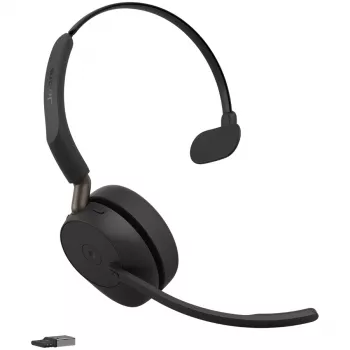 Jabra Evolve3 65 Mono Link 390a juhtmevaba Bluetooth-klapiga peakomplekt USB-A adapteriga - Microsoft Teamsi sertifikaat, mürasummutav mikrofon, 35h kõneaeg