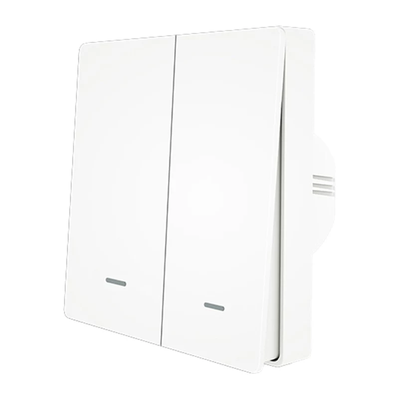 MOES ZS-B-EU2 ZigBee 2-kanaliline valgustuslüliti, nulljuhet pole vaja, valge
