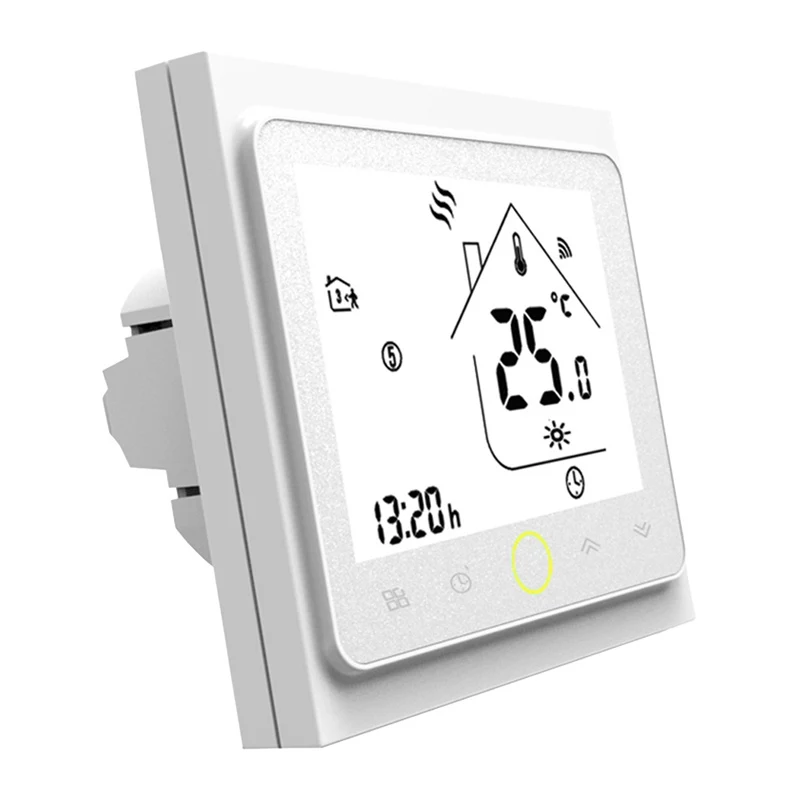 MOES BHT-002 Wi-Fi LCD nutikas veekütte termostaat, puuteekraan, rakenduse ja hääljuhtimine, valge