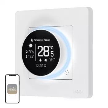 MOES ZHT-SR-GC ZigBee nutikas termostaat katla/gaasikütte jaoks, valge