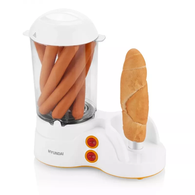 Hyundai HY-HDM110 hot dog valmistaja, 350 W, 6 vorsti, 12 kuklit, valge/hõbedane