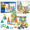LEAN TOYS Magnetilised hariduslikud klotsid akendega ja 3D sõidukite kleepsudega 138 tk.