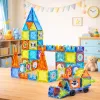 LEAN TOYS Magnetilised hariduslikud klotsid akendega ja 3D sõidukite kleepsudega 138 tk.